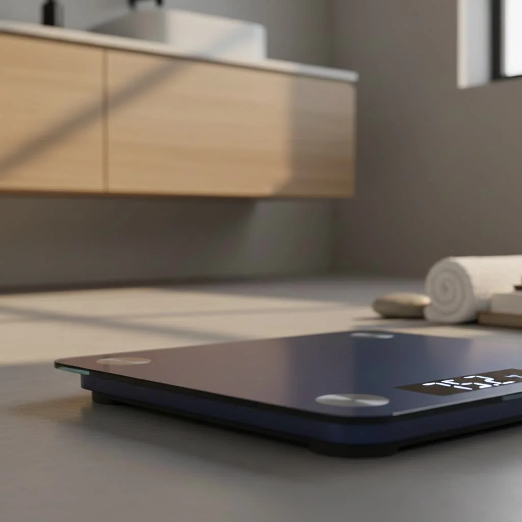 Person standing on a smart scale for health tracking