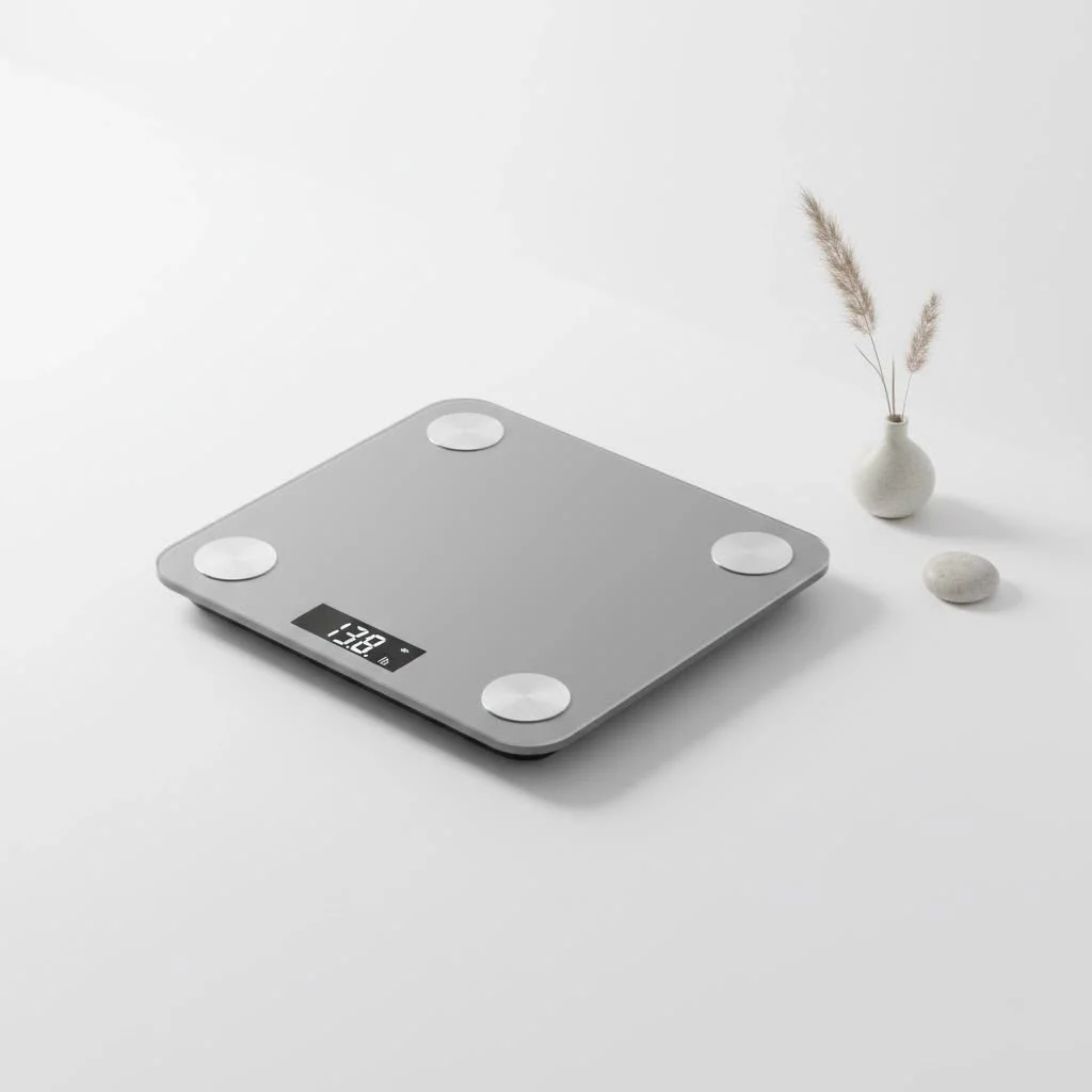 Person stepping on a smart scale for weight loss
