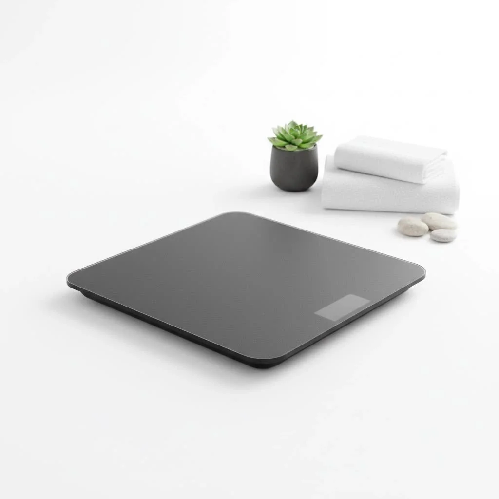 Omada smart scale on a bathroom floor