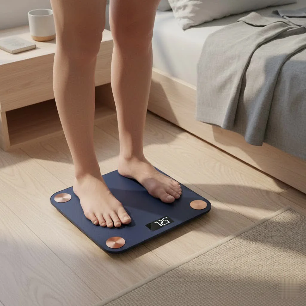 Bwell smart scale displaying body metrics
