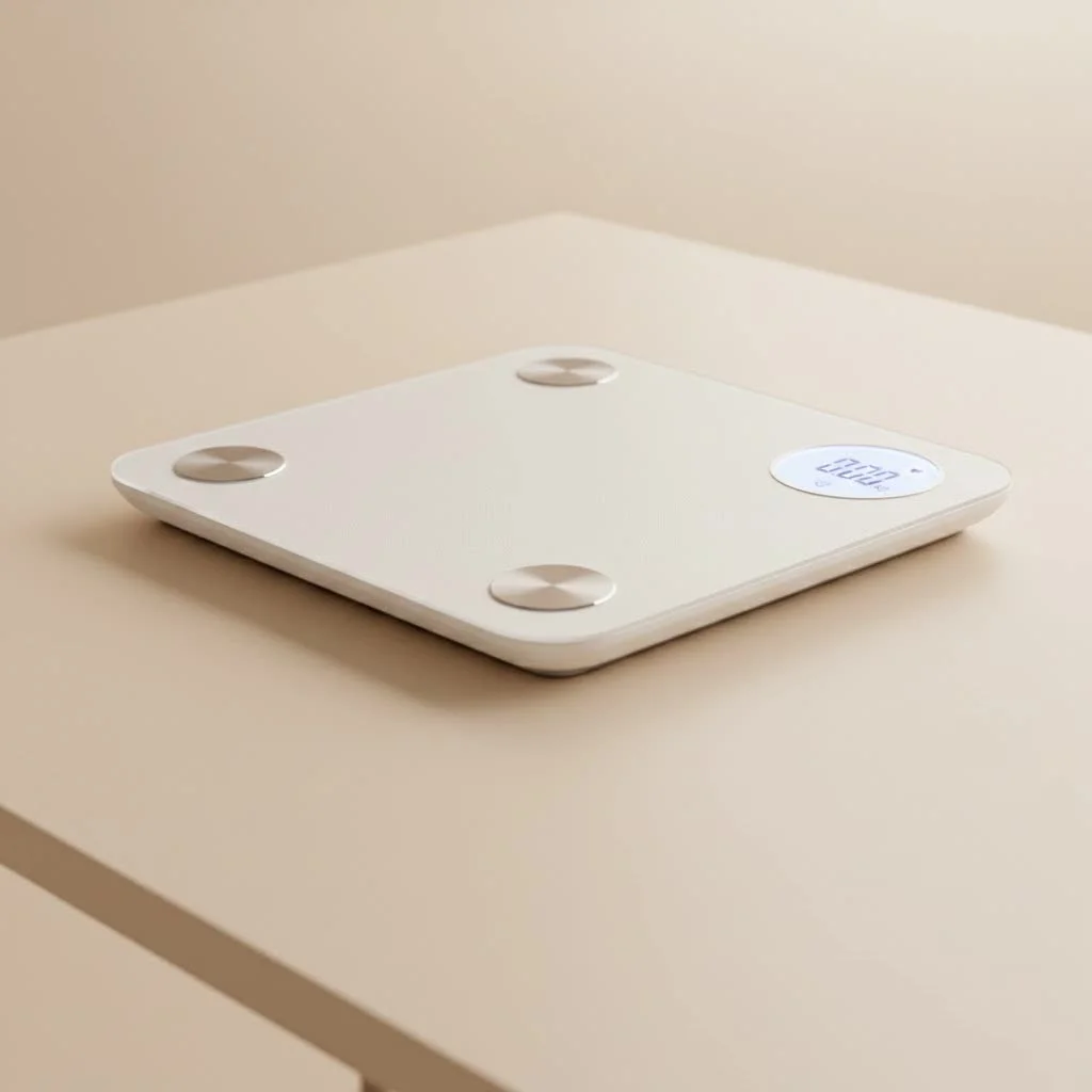 FitTrack smart scale displaying body composition metrics